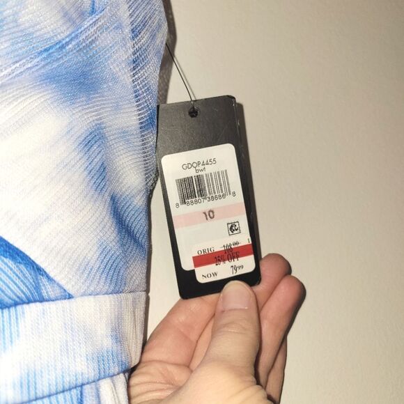 Guess Blue Tie Dye Midi Slit Dress 10 - Picture 5 of 15